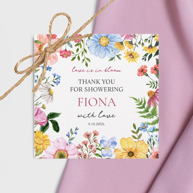 Kärlek i Blom Wildflower Bröllopsdusch Tack så myc Gåvor Etiketter (love is in bloom gift tags bridal shower thank you favors)