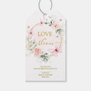 Kärlek i Blommande Bröllopsdusch Favorit Tag Presentetikett