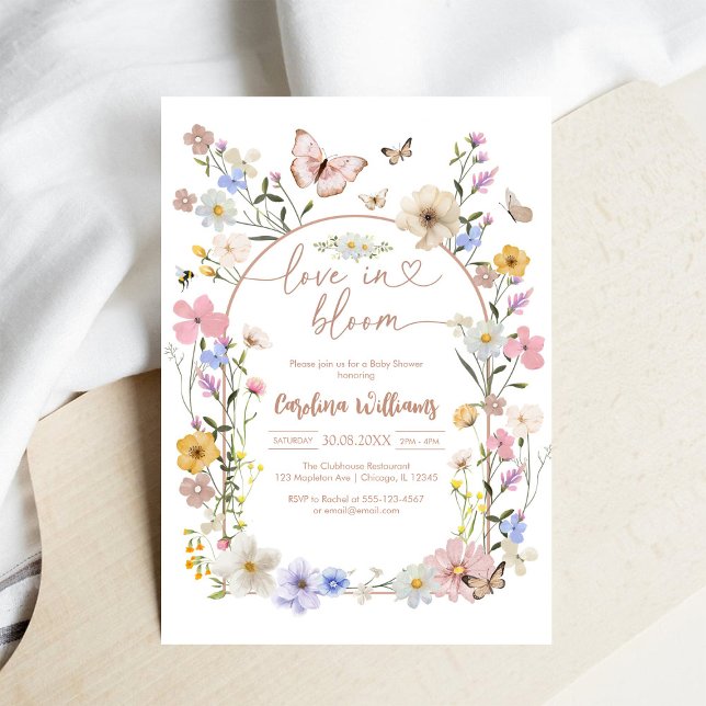 Kärlek I Blommande Fjäril Babyshower Inbjudningar (Skapare uppladdad)