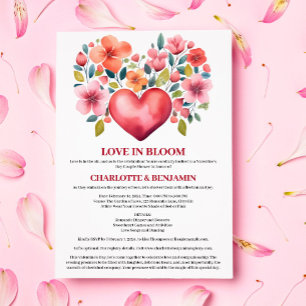 Kärlek i Blommande Valentinstema Bröllopsfest Inbjudningar