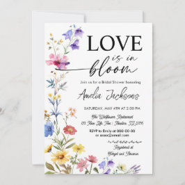Kärlek i blommande vilda blommor bröllopsdusch inbjudningar