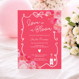 kärlek i blommigt i bloom klottar rosa möhippa inbjudningar