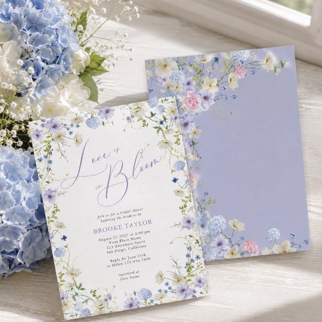 Kärlek i Blomning Blommande Lila Bröllopsfest Inbjudningar (Skapare uppladdad)