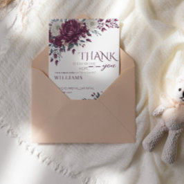 Kärlek i Blomning Blommor Burgunder Kräm Bröllopsd Tack Kort