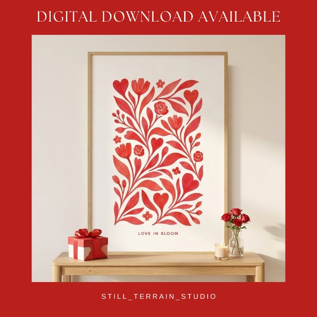 Kärlek i blomning Röd blomster valentin konst Poster (Skapare uppladdad)