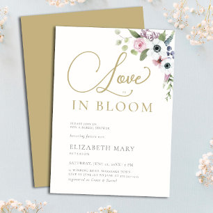 Kärlek i Bloom Anemones Blommigt Guld Möhippa Inbjudningar