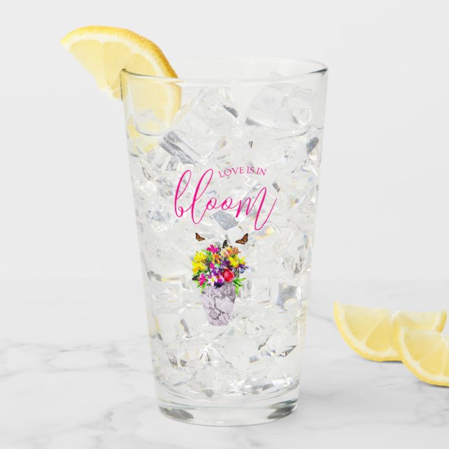 Kärlek i Bloom Blommigt Bröllop Glaskopp (Framsida Ice)