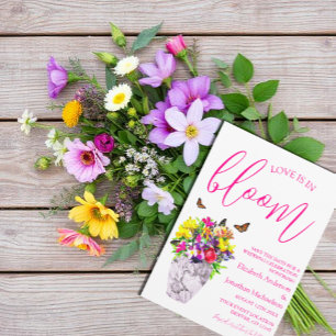 Kärlek i Bloom Blommigt Bröllop Spara Datumet