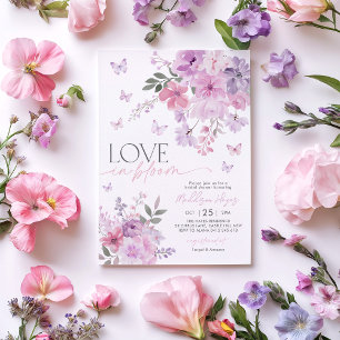 Kärlek i Bloom Blommigt Lila Butterfly Möhippa Inbjudningar