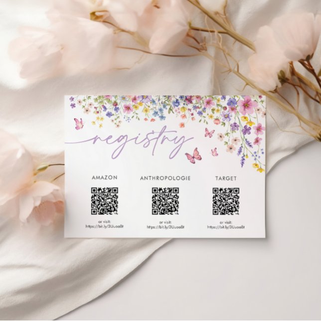 Kärlek i Bloom Blommigt Möhippa-registerkort Tilläggskort (Love in Bloom Floral Bridal Shower Registry Card)