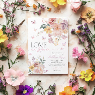Kärlek i Bloom Butterfly Blommigt Peach-Möhippan Inbjudningar