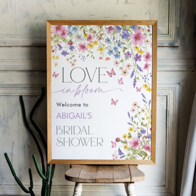 Kärlek i Bloom Butterfly Möhippa Välkommen 18x24 Poster (Love in Bloom Butterfly Bridal Welcome 18x24 Poster)