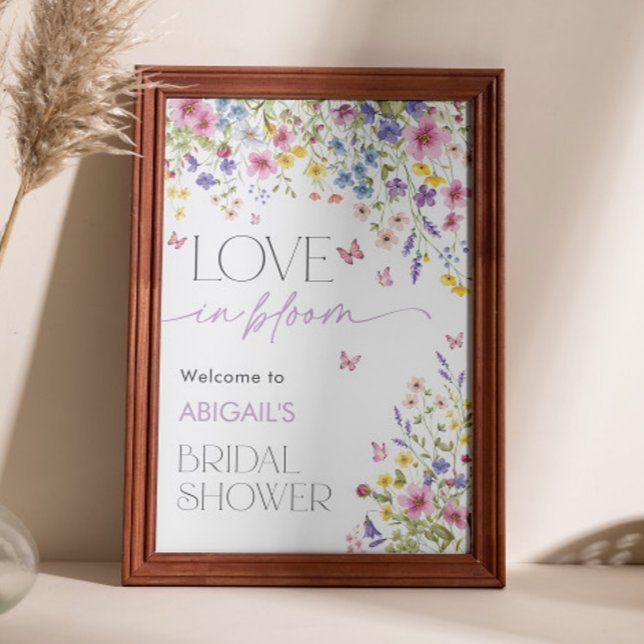 Kärlek i Bloom Butterfly Möhippa Välkommen 24x36 Poster (Love in Bloom Butterfly Bridal Welcome 24x36 Poster)
