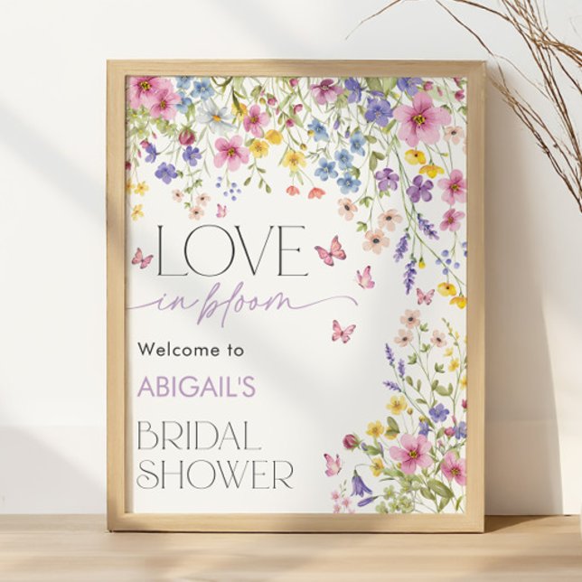 Kärlek i Bloom Butterfly Möhippa Välkommen Poster (Love in Bloom Butterfly Bridal Shower Welcome Poster)