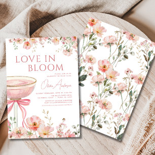 Kärlek i Bloom Champagne Rosa Bow Möhippa Inbjudningar