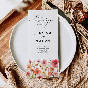 Kärlek i Bloom Flower Stems Trifold Bröllopsprogra Reklamblad