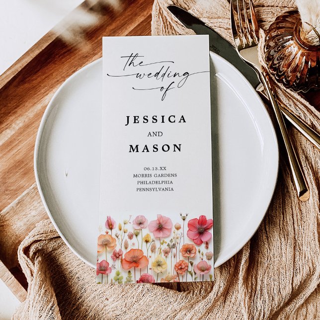 Kärlek i Bloom Flower Stems Trifold Bröllopsprogra Reklamblad (Skapare uppladdad)