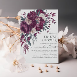 Kärlek i Bloom Flowers Burgundy Cream Möhippa Inbjudningar