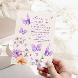 Kärlek i Bloom Lila Butterflies Möhippa Inbjudningar