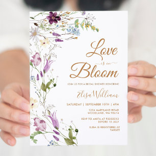 Kärlek i Bloom Little Wildblomme Möhippa Inbjudningar