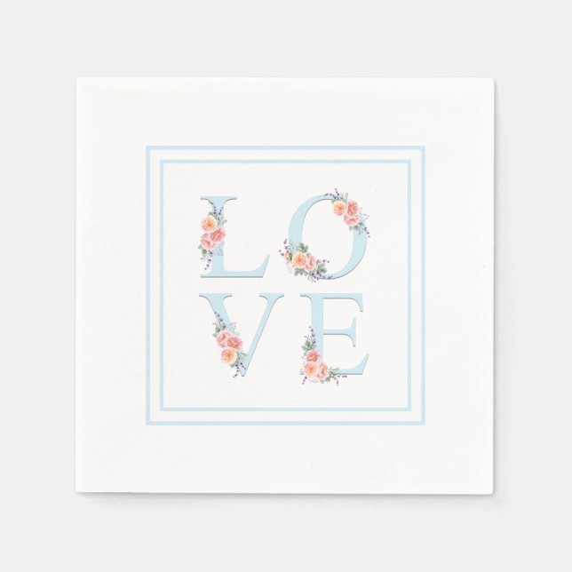 Kärlek i Bloom Pastel Blommigt Alphabet Pappersservett (Framsidan)