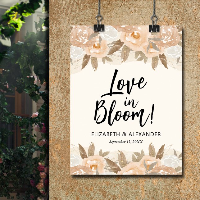 Kärlek i Bloom Peach Flowers Bröllop Välkommen Poster (Love in Bloom Peach Flowers Wedding Welcome Poster - INSTANT DOWNLOAD or PRINTED (framed, too))