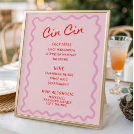 Kärlek i Bloom Red Rosa Cin Cin Pub Menu Poster