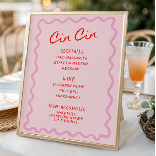 Kärlek i Bloom Red Rosa Cin Cin Pub Menu Poster