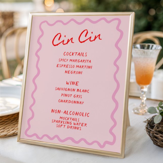 Kärlek i Bloom Red Rosa Cin Cin Pub Menu Poster (Skapare uppladdad)