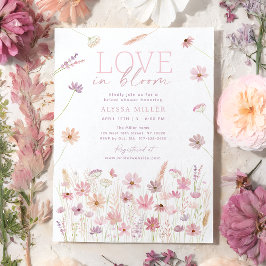Kärlek i Bloom Rosa Wildblommor Möhippa Inbjudningar