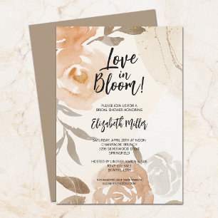 Kärlek i Bloom Rustic Peach Flowers Möhippa Inbjudningar