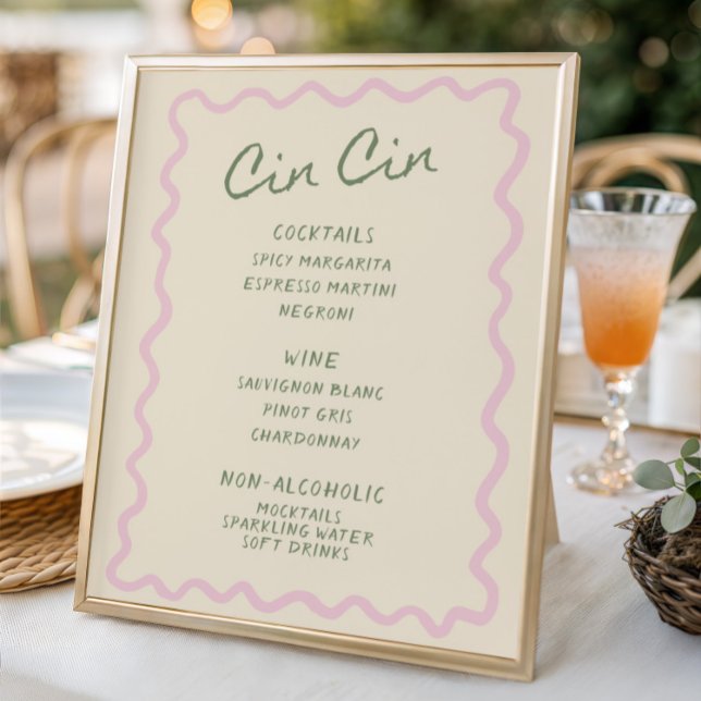 Kärlek i Bloom Sage Rosa Cin Cin Pub Menu Poster (Skapare uppladdad)