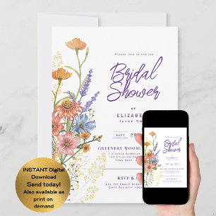Kärlek i Bloom Summer Wildblomma Boho Blommigt Sho Inbjudningar