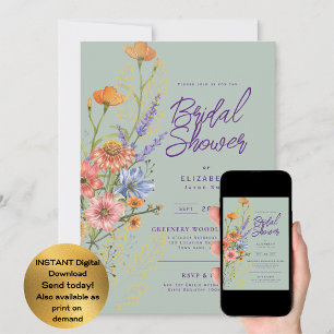 Kärlek i Bloom Summer Wildblomma Boho Blommigt Sho Inbjudningar