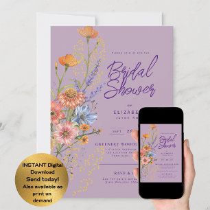 Kärlek i Bloom Summer Wildblomma Boho Blommigt Sho Inbjudningar