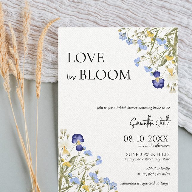 Kärlek i Bloom Vår Möhippa Wildblomma Inbjudningar (Love in bloom Bridal Shower invitation)