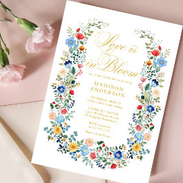 Kärlek i Bloom Vild Flowers Golden Möhippa Inbjudningar