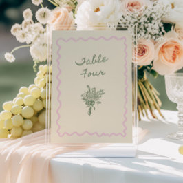 Kärlek i Bloom Whimsical Handskriftlig Bord 4-kort Inbjudningar