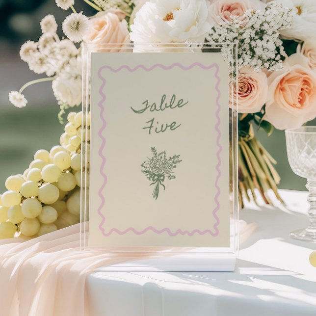 Kärlek i Bloom Whimsical Handskriftlig Bord 5-kort Inbjudningar (Skapare uppladdad)