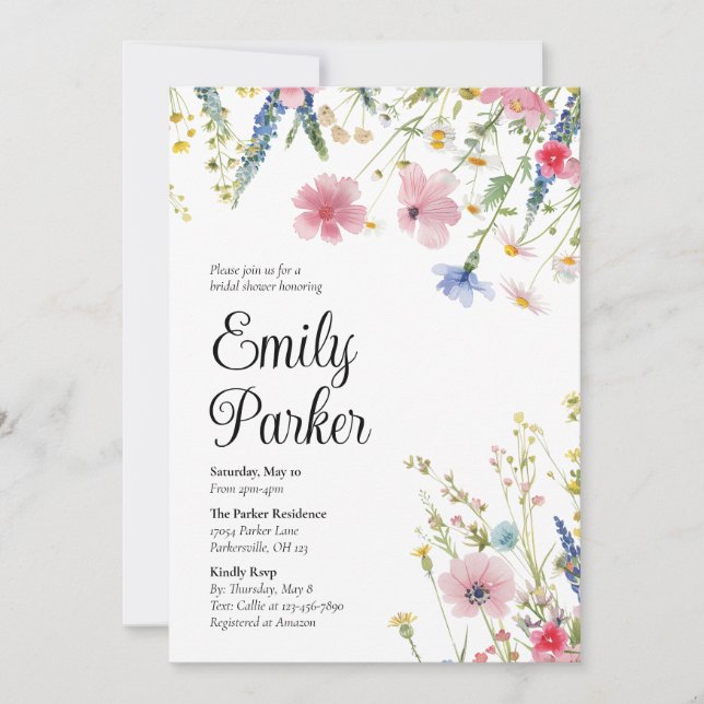 Kärlek i Bloom Wildblomme Möhippa Inbjudan (Framsida)