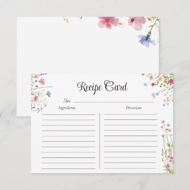 Kärlek i Bloom Wildblommes receptkort Tilläggskort (Fram/baksida)