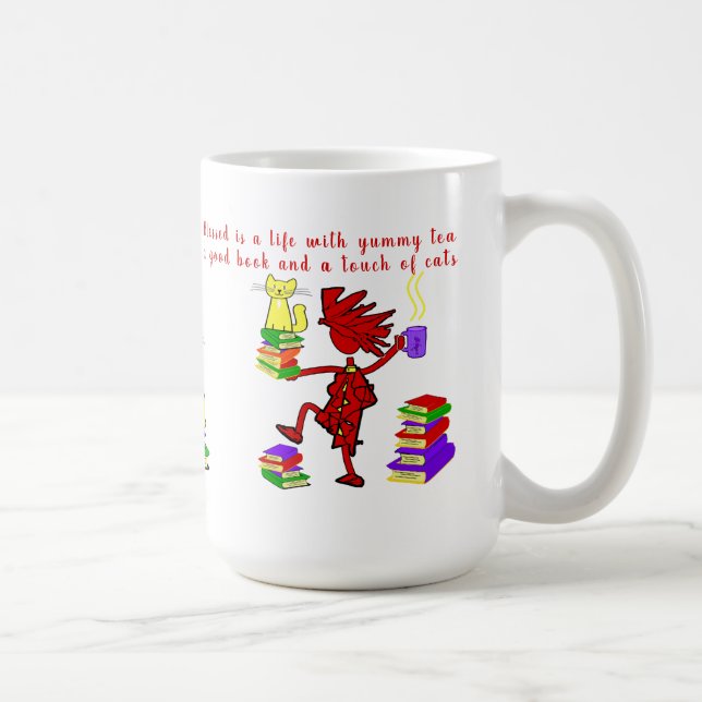 Kärlek i Bokar Tea Cats Coffee Mugg (Höger)