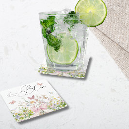 Kärlek i Boom Wildbloms Rosa Bow Möhippa Underlägg Papper Kvadrat