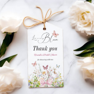 Kärlek i Boom Wildflower Rosa Slöja Bröllopsdusch Presentetikett