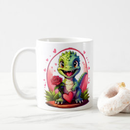 Kärlek i Dragon Stil Cute Valentine Dragon Kaffemugg