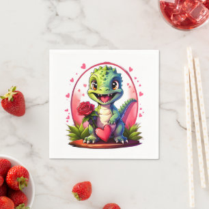 Kärlek i Dragon Stil Cute Valentine Dragon Pappersservett