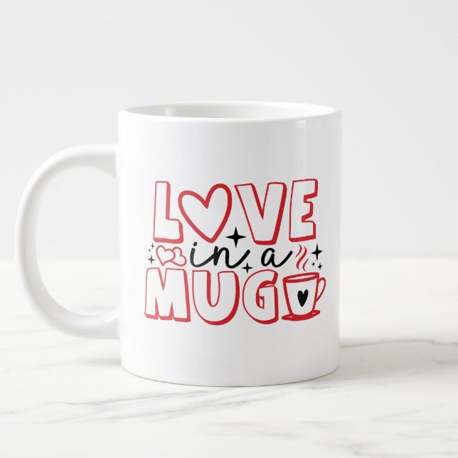 Kärlek i en Mugg Red Valentine Jumbo Mugg (Vänster)