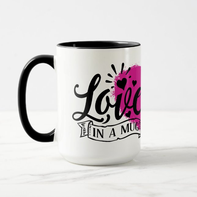 Kärlek i ett Mugg Rosa Heart (Vänster)