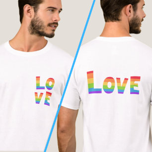 KÄRLEK i Färg framsida och baksida av regnbåge T Shirt