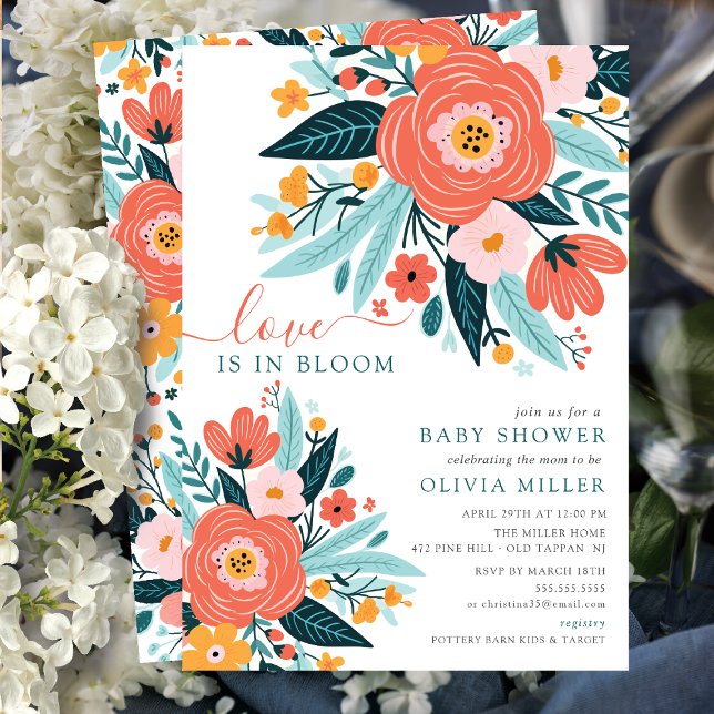 Kärlek i Fullt Bloom Baby Shower-inbjudan Inbjudningar (Skapare uppladdad)